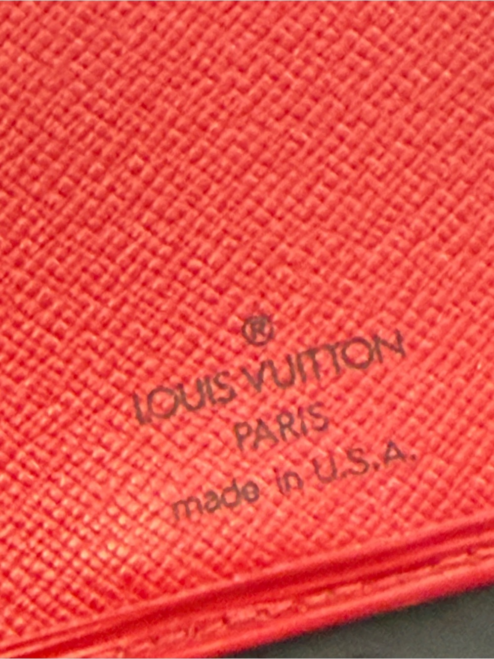 Louis Vuitton Coral Red Textured Leather Wallet/checkbook holder